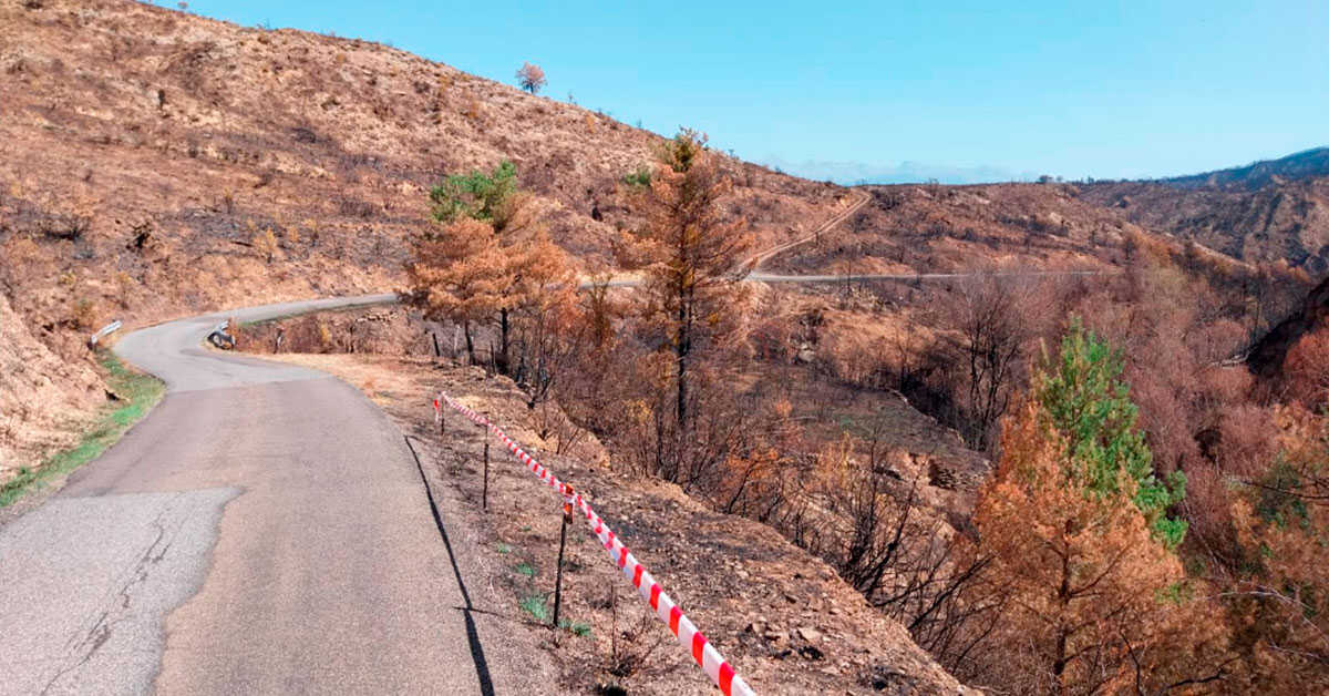 DPH führt dringende Arbeiten an Straßen nach dem Brand bei Peñas de Riglos durch