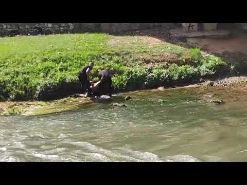 Polizei steigt in den Fluss Jalón, um Mann in Calatayud aus dem Wasser zu holen
