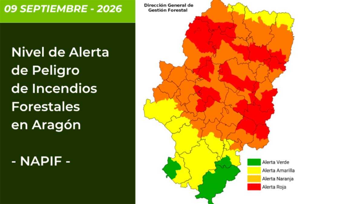 Waldbrandgefahr in Aragón deutlich gesunken: Nur sieben Gebiete noch auf Rotstufe
