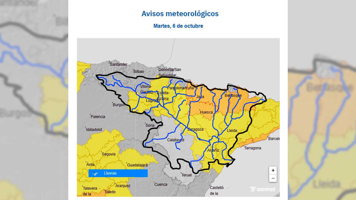 Aemet warnt vor möglichen Sturzfluten in Schluchten und kleineren Fließgewässern der aragonesischen Pyrenäen