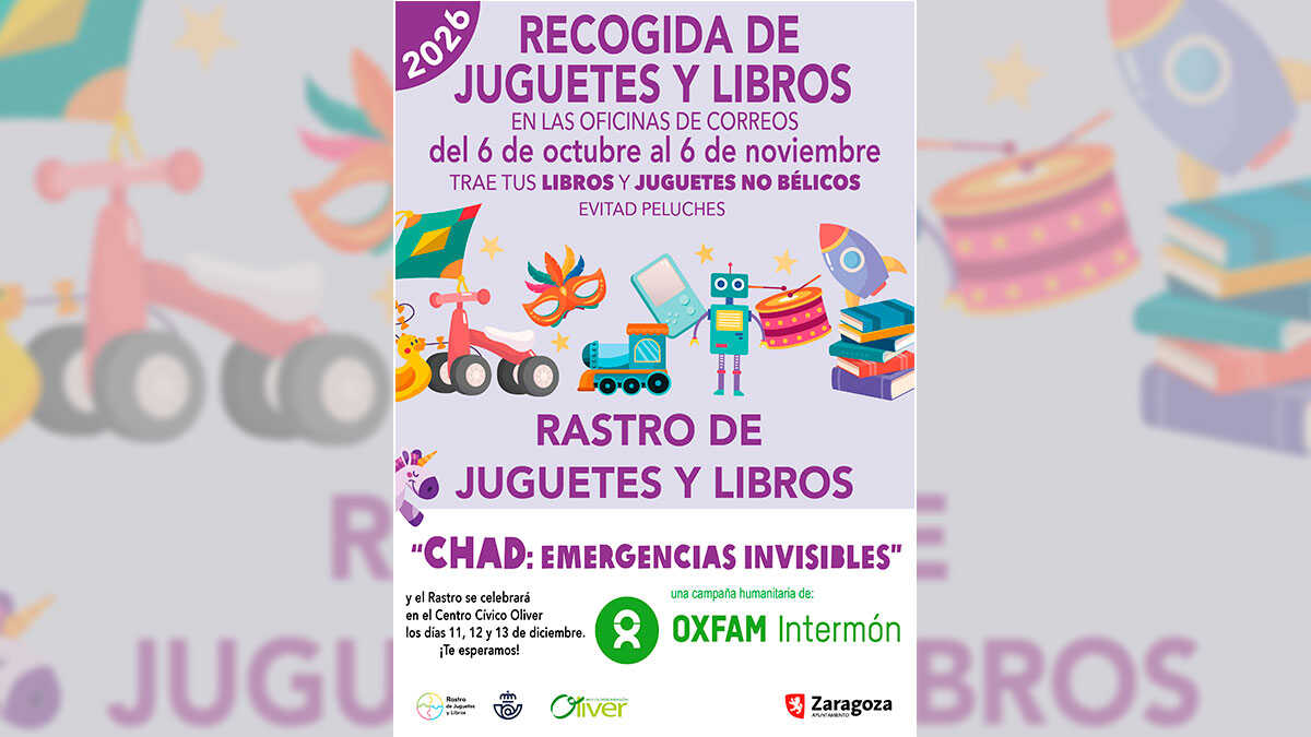 Zwanzig Correos-Filialen in Aragón sammeln Spielzeug und Bücher für den Oxfam-Intermón-Flohmarkt