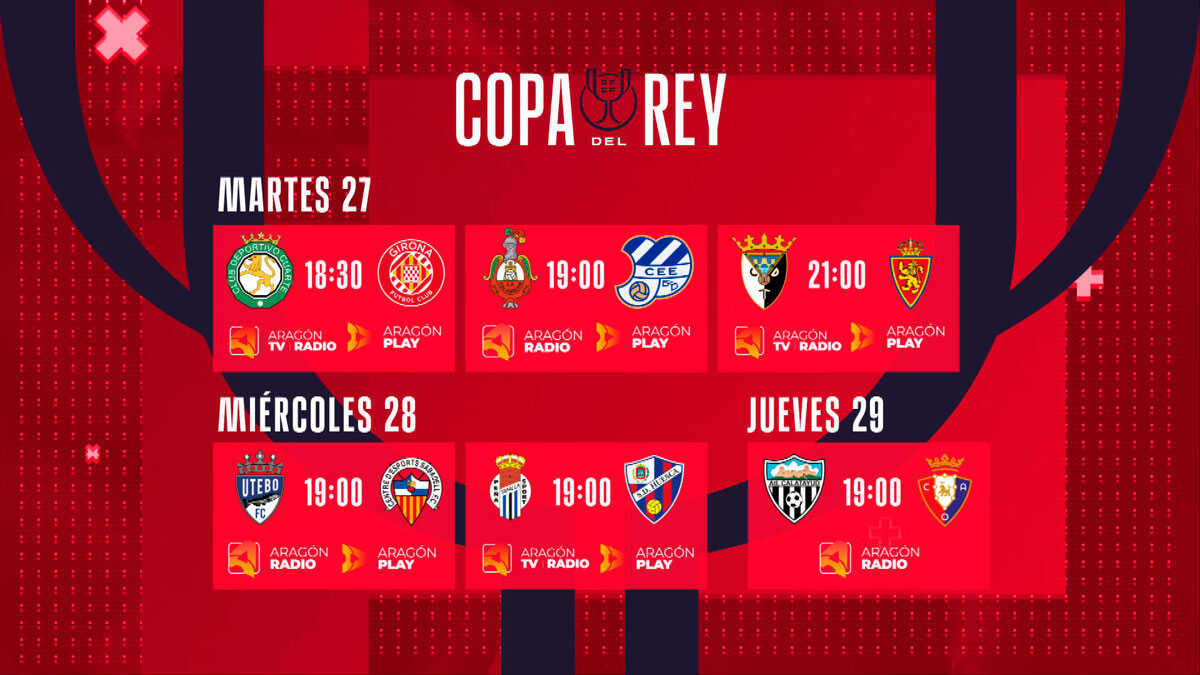 Copa del Rey startet am Dienstag bei Aragón TV, Aragón Radio und Aragón Play